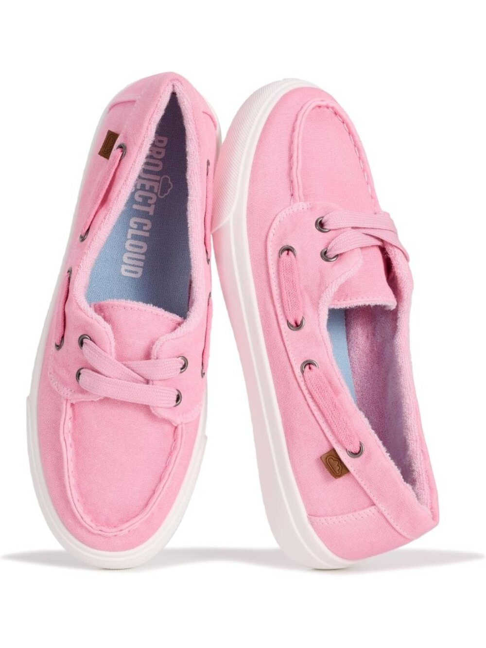 Womens Parfait Pink Canvas Cloud Canvas Sneakers Memory Foam Slip On Loafers